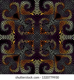 Seamless background pattern. Unusual curved mosaic pattern. Vector image.