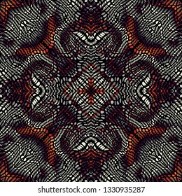 Seamless background pattern. Unusual curved mosaic pattern. Vector image.