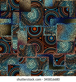 Seamless background pattern. Unusual mosaic geometric pattern.