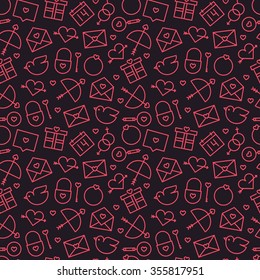 Seamless background pattern with Valentine's day signs and symbols