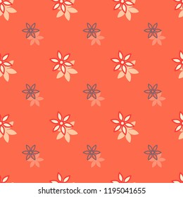 Seamless background pattern with a variety of colored floral motifs.