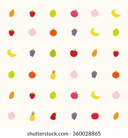 Seamless background pattern with various fruits. Vector illustration
