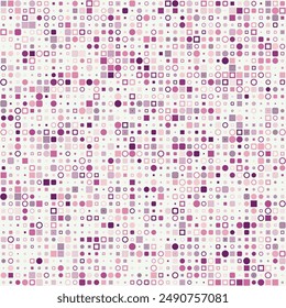 Seamless background pattern. Various geometric shapes in multiple colors. Soft pink, mauve, gray, and muted violet. Bewitching vector illustration.