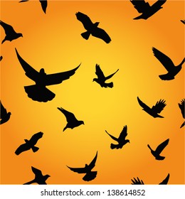 Seamless background pattern in vector. Birds