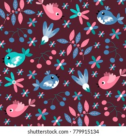 seamless background, pattern, vector, birds flying