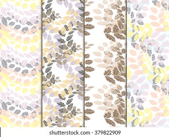 Seamless background pattern. Vector illustration. Wreaths elements, hand-drawn style. leafs vector frames