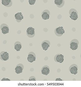 Seamless background pattern. Vector illustration. Hand drawn elements. Roses in gray colors.