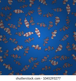 Seamless background pattern. Vector - stock. Doodles on blue, pink and black colors. Watercolor, hand drawn.