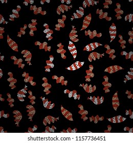 Seamless background pattern. Vector - stock. Doodles on black, red, beige, white and gray colors. Watercolor, hand drawn.