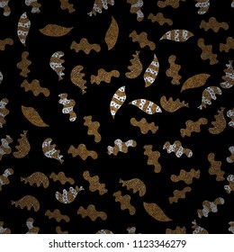 Seamless background pattern. Watercolor, hand drawn. Vector - stock. Doodles on black, brown and white colors.