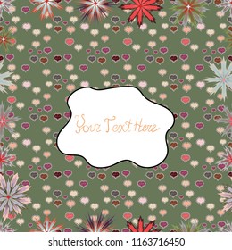 Seamless background pattern. Watercolor, hand drawn. Vector - stock. Doodles on green, white and neutral colors.