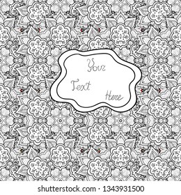 Seamless background pattern. Watercolor, hand drawn. Doodles on gray, white and black colors. Vector - stock.