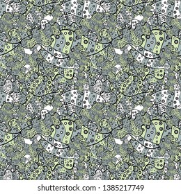 Seamless background pattern. Watercolor, hand drawn. Vector - stock. Doodles on black, gray and beige colors.
