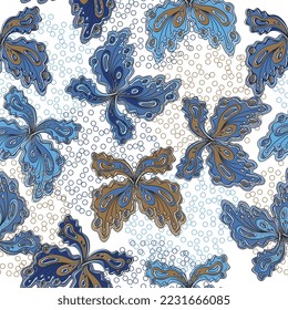 A seamless background pattern with watercolour butterflies  Spring or summer drawing. Floral graphic pattern art