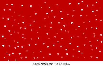Seamless background pattern from white hearts. Vector illustration on red background
