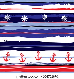 Seamless background pattern. Will tile endlessly. Striped pattern in sea style.