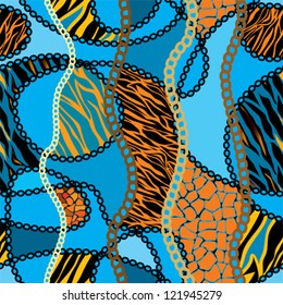 Seamless background pattern. Will tile endlessly. Exotic fashionable pattern with chains