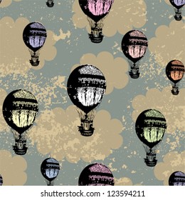 Seamless background pattern. Will tile endlessly. Grunge retro airships