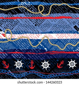 Seamless background pattern. Will tile endlessly. Nautical collage background