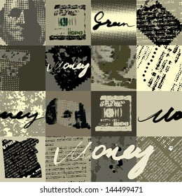 Seamless background pattern. Will tile endlessly. Grunge money background