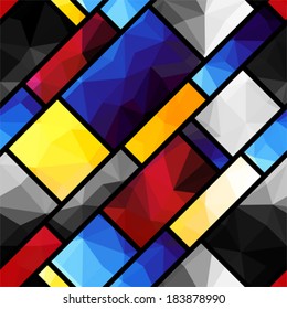 Seamless background pattern. Will tile endlessly. Geometric pattern in Mondrian's style