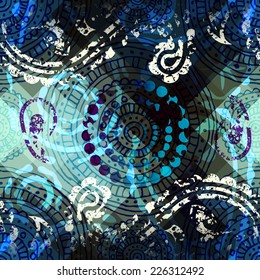 Seamless background pattern. Will tile endlessly. Grunge paisley ornament.