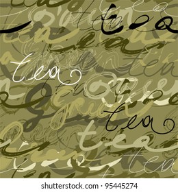 Seamless background pattern. Will tile endlessly. Original inscriptions "green tea"