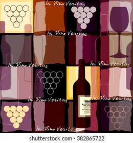 Seamless background pattern. Background for wine card with the inscription In Vino Veritas.