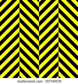 Seamless background pattern of yellow and black stripes. Danger, police or under construction theme. Vector illustration.
