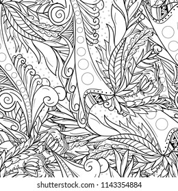 Seamless background patterns with abrstact waves and leaves.