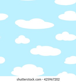 Seamless background patterns of blue sky with clouds. Vector illustration - Shutterstock ID 425967202