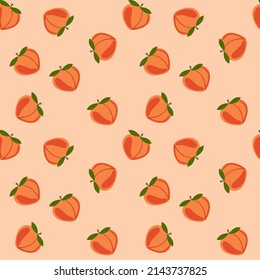 Seamless background with peach pattern on a cute orange background.