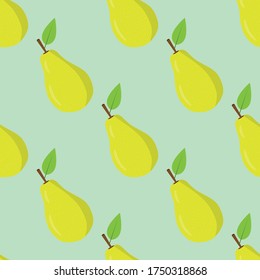 Seamless background of pear fruit. Pear flat style. Vector illustration.