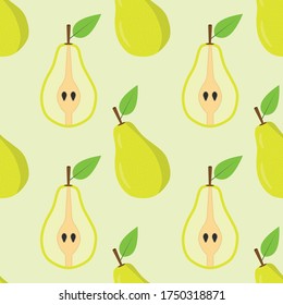 Nahtloser Hintergrund von Birnenerzeugnissen. Pear flach Stil. Vektorgrafik.