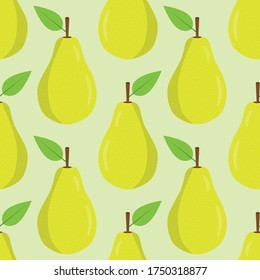 Seamless background of pear fruit. Pear flat style. Vector illustration.