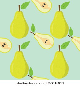 Seamless background of pear fruit. Pear flat style. Vector illustration.