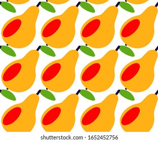 seamless background Pear icon on white background. Summer Fresh fruit