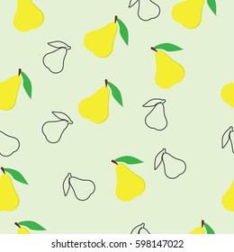 Seamless background with pears. Print for clothing, tablecloth, gift paper. Vector illustration.