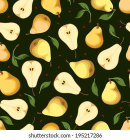 Seamless background with pears. Vector illustration.