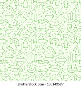 Seamless background with pencil sketch arrows. 