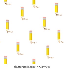 Seamless background with pencils and strokes. Vector