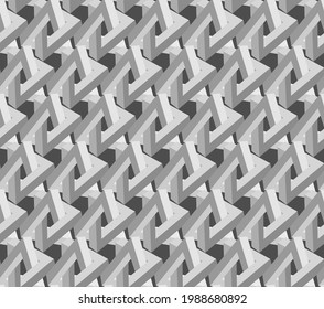 Seamless background of Penrose Triangle. Optical illusion. Vector illustration