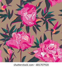 seamless background with peonies