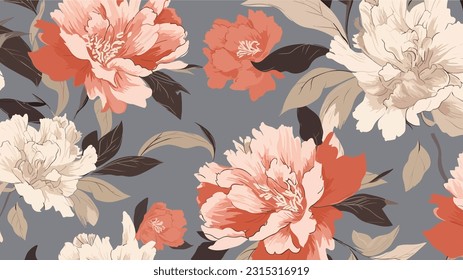 seamless background with peony 13