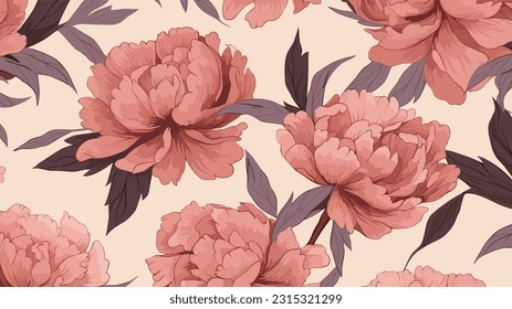 seamless background with peony 14