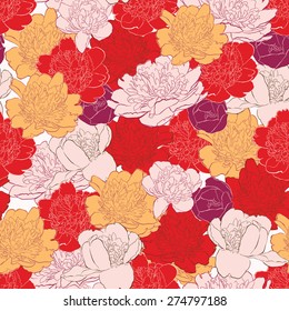 Seamless background with peony flowers
