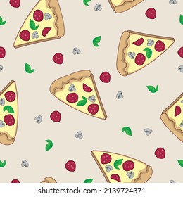 Seamless background with peperoni pizza. 