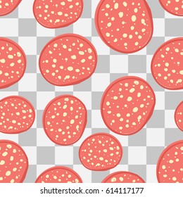 Seamless background of pepperoni sausages