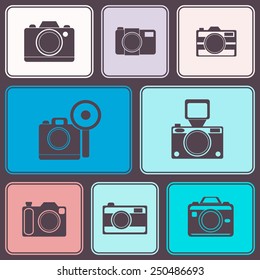 seamless background with photo camera symbols for your design