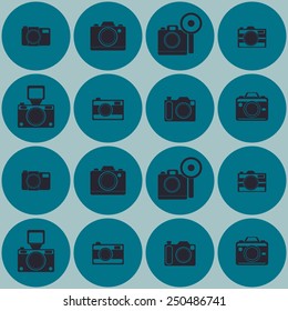 seamless background with photo camera symbols for your design